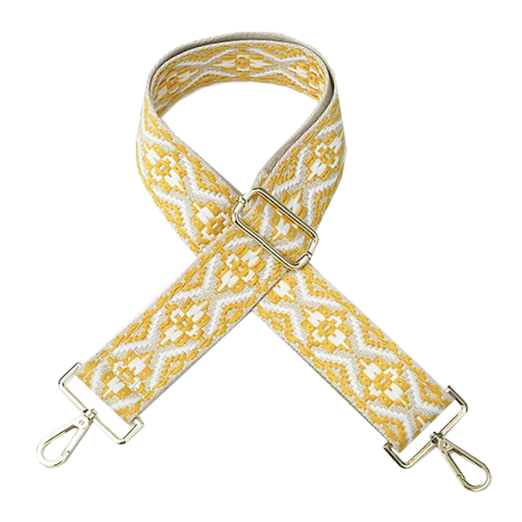 Yellow and White Woven Shoulder Strap