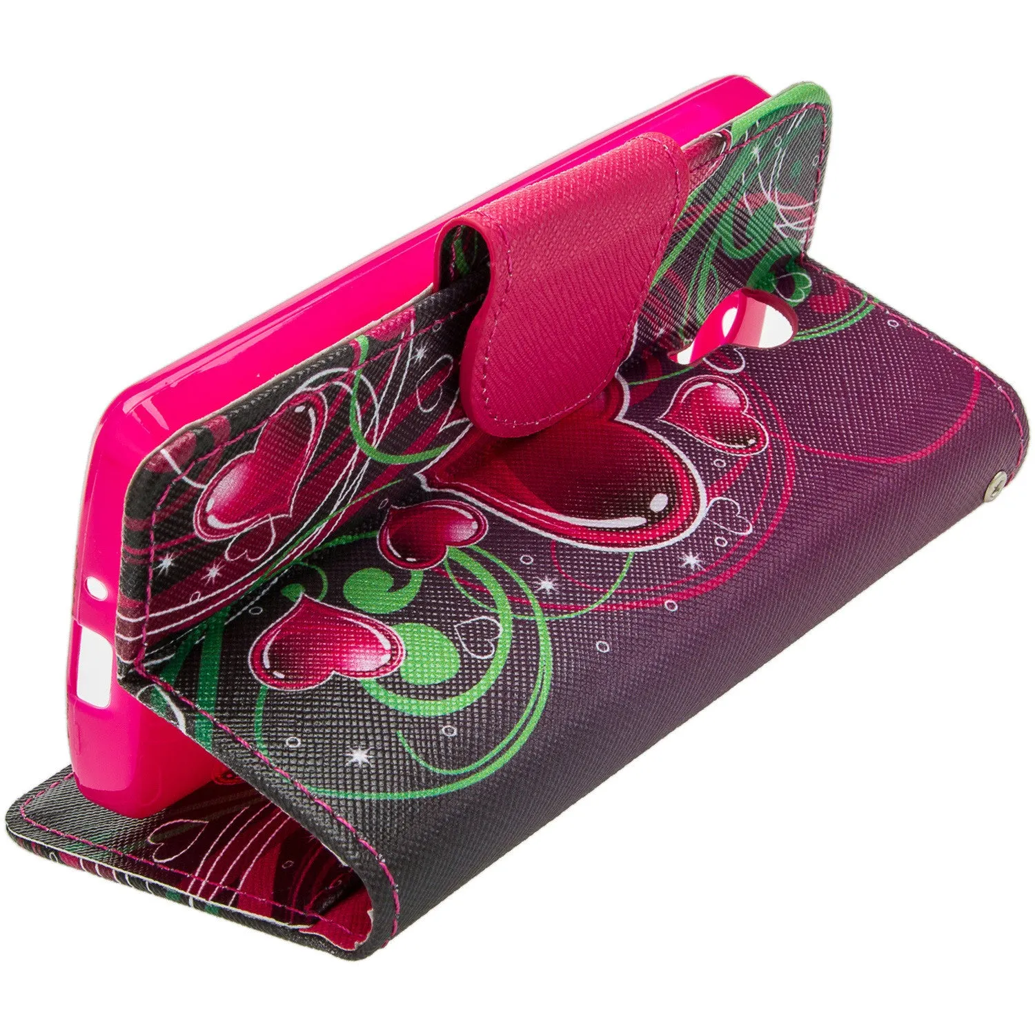 ZTE Ultra Case | ZTE Quest | ZTE Uhura Case, Wrist Strap Magnetic Flip Fold[Kickstand] Pu Leather Wallet Case with ID & Credit Card Slots for ZTE Ultra/Quest/Uhura - Heart Strings